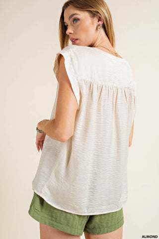 Satin Woven Cap Sleeve Top