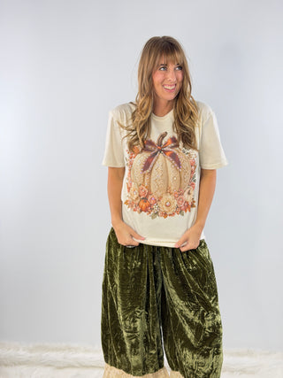 Lace Pumpkin Jeweled Graphic Tee