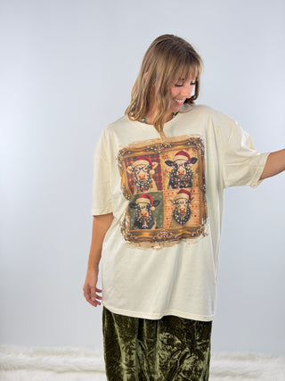 Four Christmas Cows Jeweled Graphic Tee