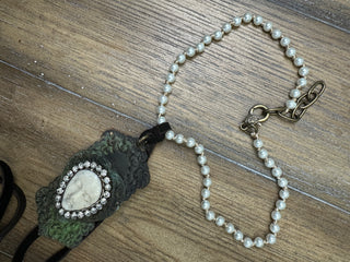 Mixed Media Necklace with Moon Pendant by Jaded Gypsy