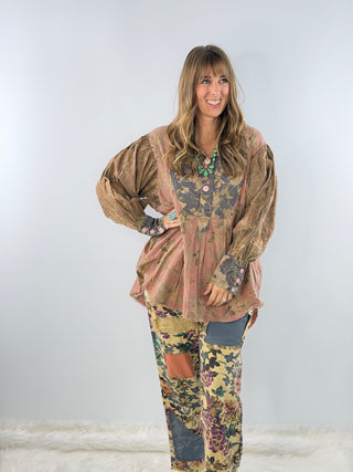 Jaded Gypsy Harvest Treasures Tunic - Peach Floral