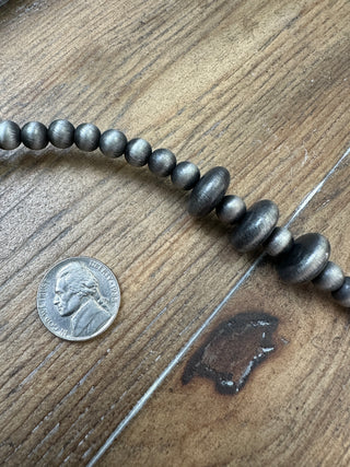 Navajo Pearl Design Long Layering Necklace in Silver and Copper