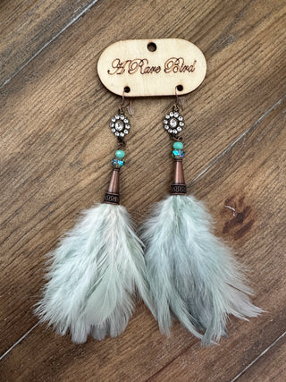 Rare Bird Pearl Crystal Feather Earrings Style 1
