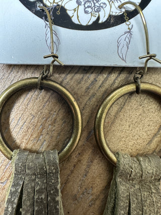 Hoop and Leather Fringe 3 Inch Earrings by Jaded Gypsy