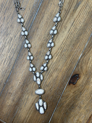 White Turquoise Drop Necklace