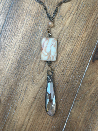 Handcrafted Amazonite Crystal Quartz Drop Wrap Necklace | One of a Kind USA