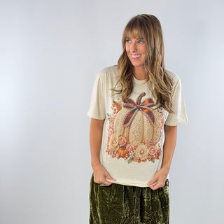 Lace Pumpkin Jeweled Graphic Tee