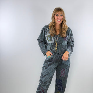 Painted Clover Jacket – Vintage Emerald Artisan Cotton Outerwear by Jaded Gypsy