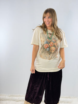 Peach and Blue Chandelier Jeweled Graphic Tee