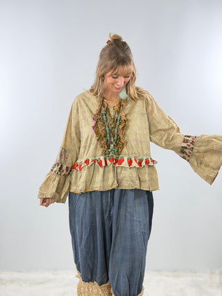 House of Jaded Gypsy Honey Bloom Top in Moss