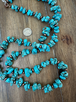 Chunky Turquoise Long Layering Wrap Necklace