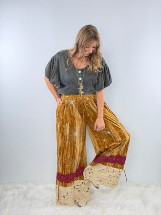 Velvet Gold Mustard Pantaloons Bloomer with Stars by Rare Bird