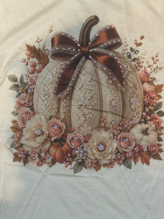 Lace Pumpkin Jeweled Graphic Tee