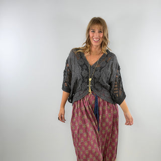 Jaded Gypsy Golden Melody Top Charcoal