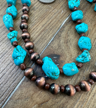 Chunky Turquoise Long Layering Wrap Necklace