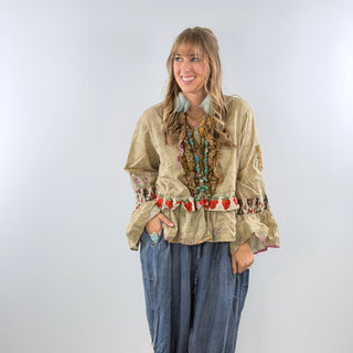 House of Jaded Gypsy Honey Bloom Top in Moss