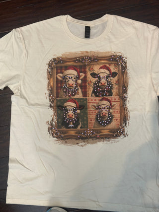 Four Christmas Cows Jeweled Graphic Tee