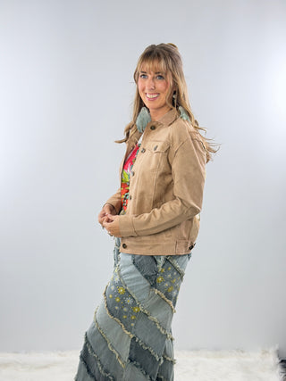 Scully Leather Jacket in Beige | Sunburst Western Leather Jacket
