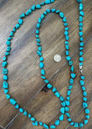 Chunky Turquoise Long Layering Wrap Necklace
