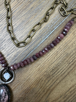 Jaded Gypsy Lilac Purple Geode and Natural Stone Bead Statement Necklace