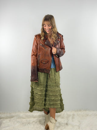 Zip Front Brown Leather Jacket by Scully Leather
