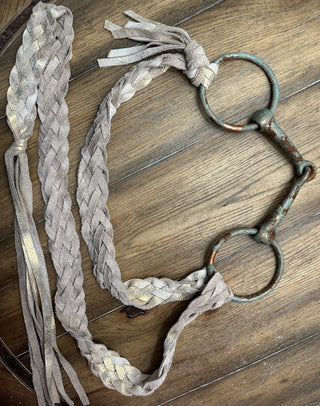 Rare Bird Snaffle Bit Cream and Gold Distressed Leather Belt