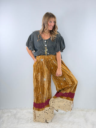 Velvet Gold Mustard Pantaloons Bloomer with Stars by Rare Bird