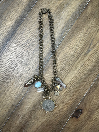 Jaded Gypsy Double-Sided Horse Coin Pendant Mixed Media Necklace