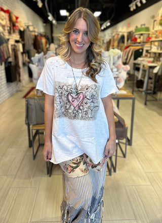 Sparrow Heart Tattered Tee Top