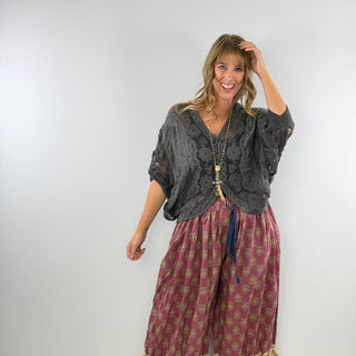 Jaded Gypsy Golden Melody Top Charcoal