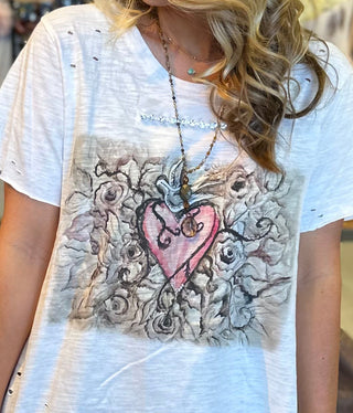 Sparrow Heart Tattered Tee Top