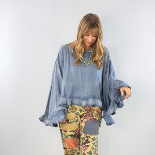 Jaded Gypsy Blooming Grace Top - Chambray