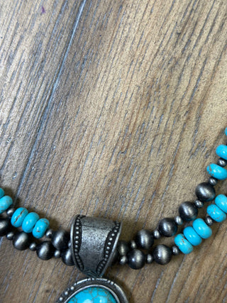 Turquoise and Navajo Pearl Beaded Necklace