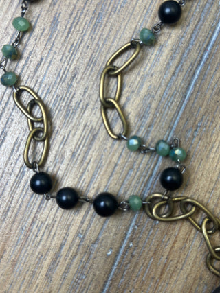 Mixed Metal Bead and Crystal Cross Necklace by Jaded Gypsy