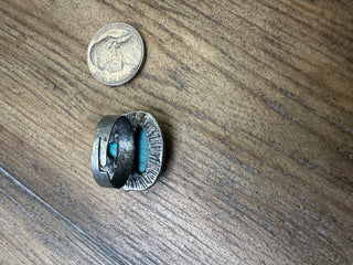Turquoise Triangle Stone Adjustable Ring Silver Western