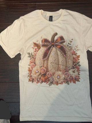 Lace Pumpkin Jeweled Graphic Tee