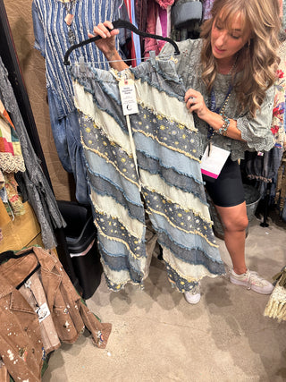Jaded Gypsy Daisy Daydream Pants - Chambray