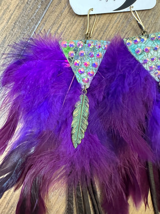 Feather and Leather Fringe Western Earrings by Jaded Gypsy
