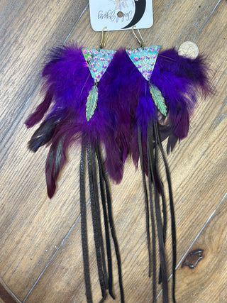 Feather and Leather Fringe Western Earrings by Jaded Gypsy