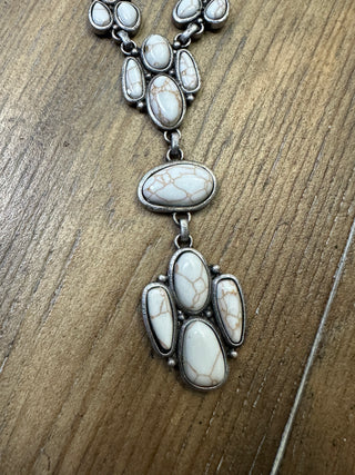 White Turquoise Drop Necklace