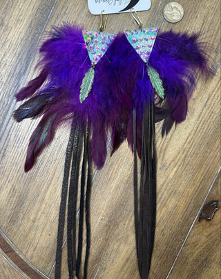 Feather and Leather Fringe Western Earrings by Jaded Gypsy