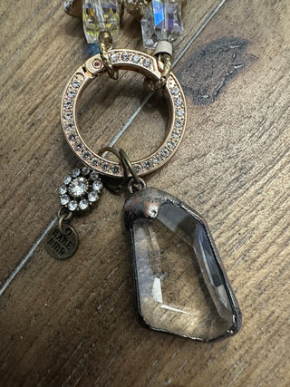 Rare Bird Gold Crystal Drop Spring Closure Necklace