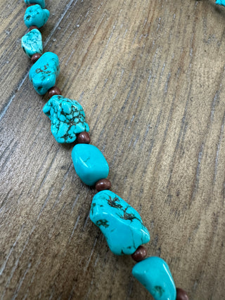 Chunky Turquoise Long Layering Wrap Necklace