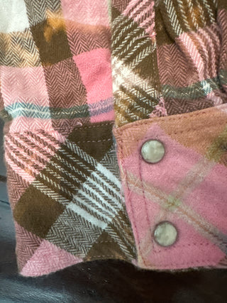 Embellished Rare Bird Pink Plaid Snap Top