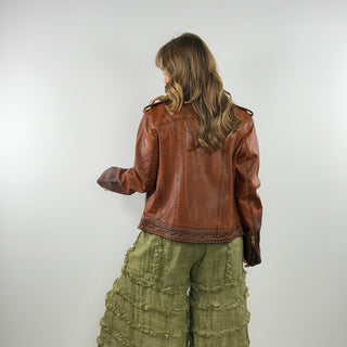 Zip Front Brown Leather Jacket by Scully Leather