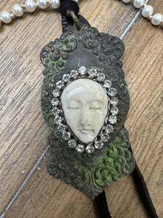 Mixed Media Necklace with Moon Pendant by Jaded Gypsy