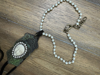 Mixed Media Necklace with Moon Pendant by Jaded Gypsy
