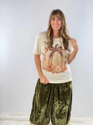 Lace Pumpkin Jeweled Graphic Tee