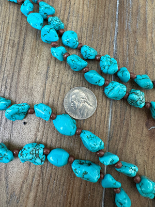 Chunky Turquoise Long Layering Wrap Necklace