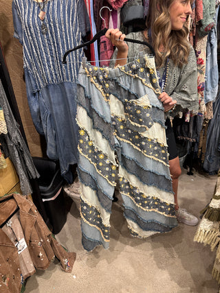 Jaded Gypsy Daisy Daydream Pants - Chambray